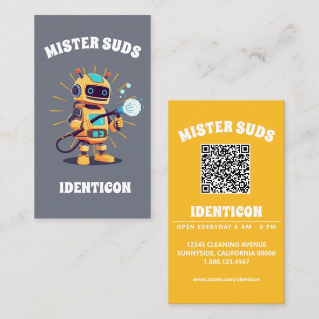Tarjeta De Visita MISTER SUDS LAVADO con código QR (Anverso / Reverso)