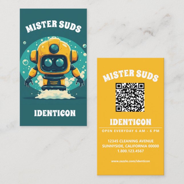 Tarjeta De Visita MISTER SUDS WASH with QR code (Anverso / Reverso)