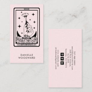 Tarjeta De Visita Místico Tarot Esteticista Branding Rosa Rubor