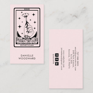 Tarjeta De Visita Místico Tarot Esteticista Branding Rosa Rubor