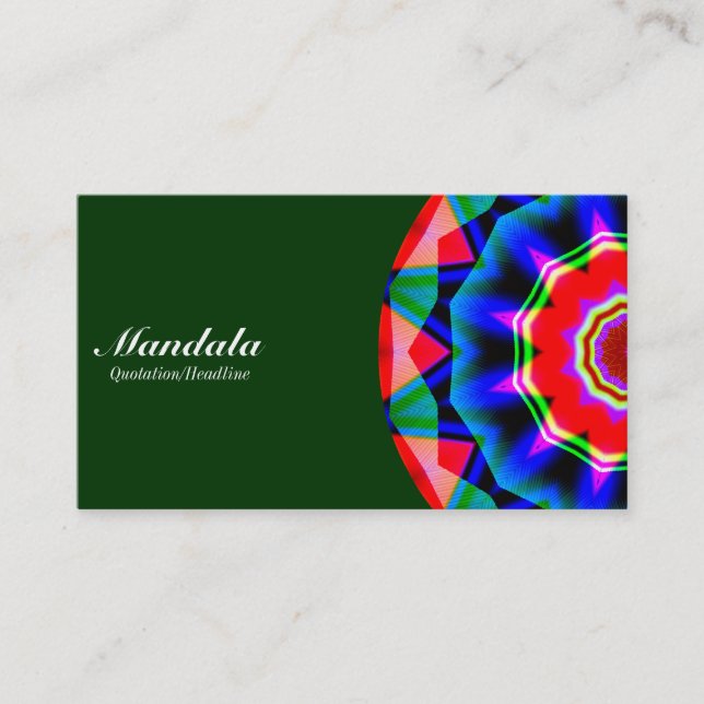 Tarjeta De Visita Mitad Mandala 06 - Verde oscuro 003300 (Anverso)