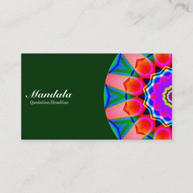 Tarjeta De Visita Mitad Mandala 07 - Verde oscuro 003300 (Anverso)