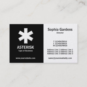 Tarjeta De Visita Mitad y mitad (asterisco) - Negro y blanco (Platin