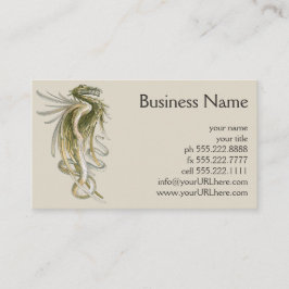 Tarjeta De Visita Mitología vintage, dragón alado con cola de serpie