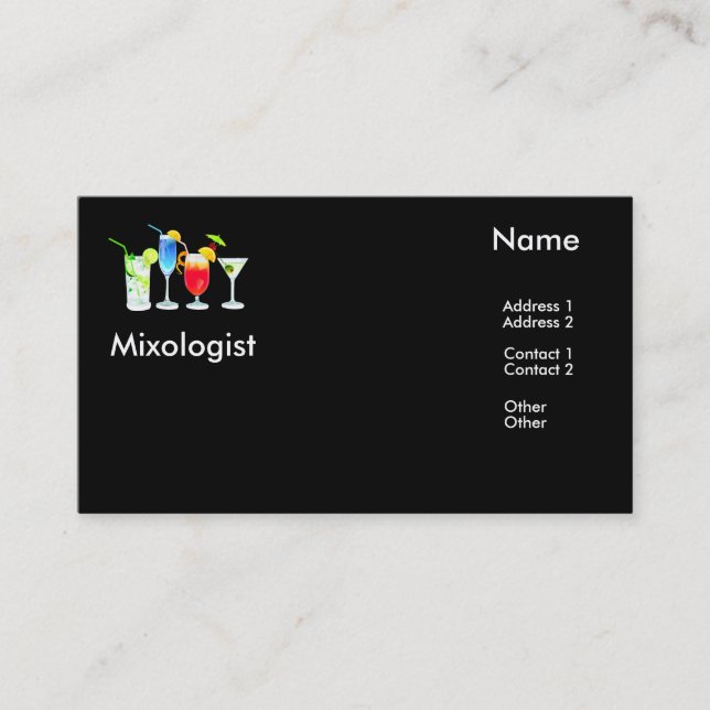 Tarjeta De Visita Mixologist (Anverso)