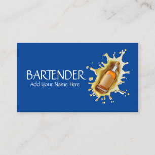 Tarjeta De Visita Mixologist azul del camarero del chapoteo de la