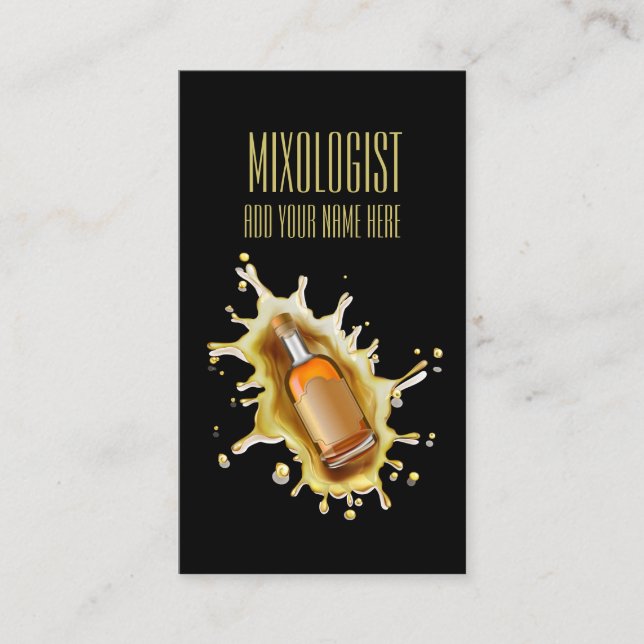 Tarjeta De Visita Mixologist único del camarero del chapoteo de la (Anverso)