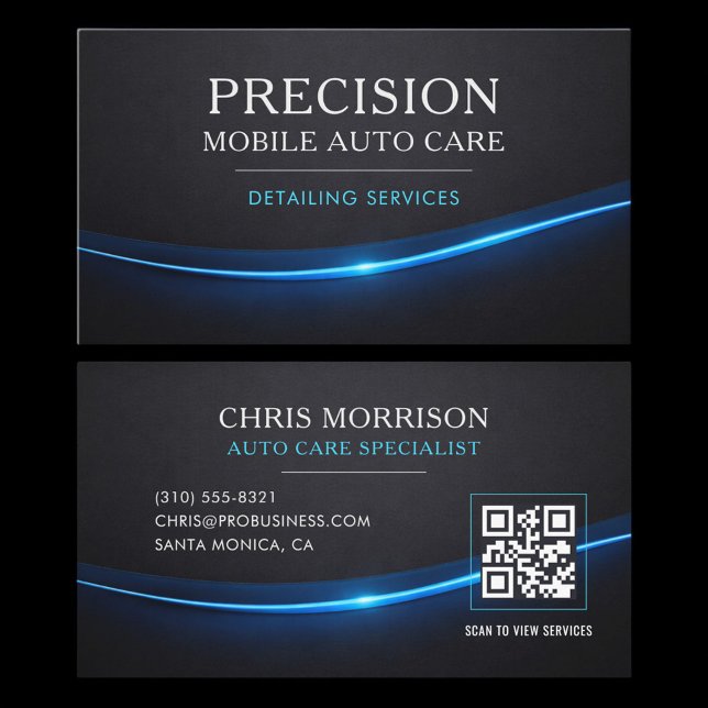 Tarjeta De Visita Mobile Auto Care QR Code Professional (Subido por el creador)