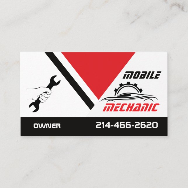 Tarjeta De Visita Mobile Auto Mechanic Car Repair Editable (Anverso)