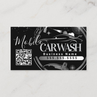 Tarjeta De Visita Mobile Car Wash Detail - Business Logo QR Code B