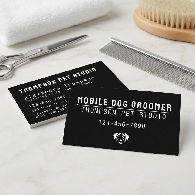 Tarjeta De Visita Mobile Dog Groomer Modern Bold Professional (Subido por el creador)