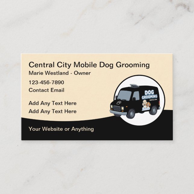 Tarjeta De Visita Mobile Dog Grooming Services Groomer (Anverso)
