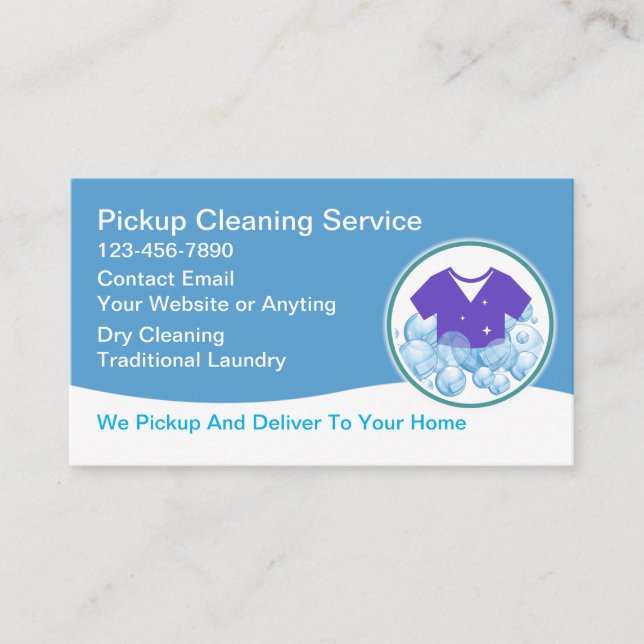 Tarjeta De Visita Mobile Laundry Pickup Service Business Cards (Anverso)