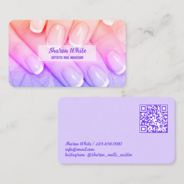 Tarjeta De Visita 💅🏻 Mobile Nail Tech QR (Anverso / Reverso)