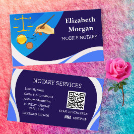 Tarjeta De Visita Mobile Notary Business Cards-Modern Legal QR Code