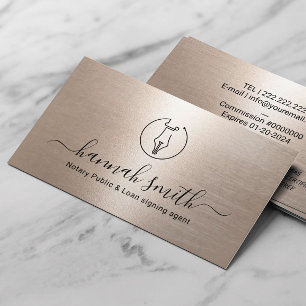 Tarjeta De Visita Mobile Notary Loan Signing Agent Minimal Pen Gold