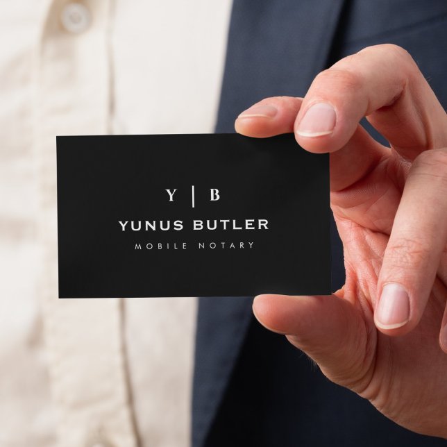 Tarjeta De Visita Mobile Notary Monogram Simple Business Card (Subido por el creador)