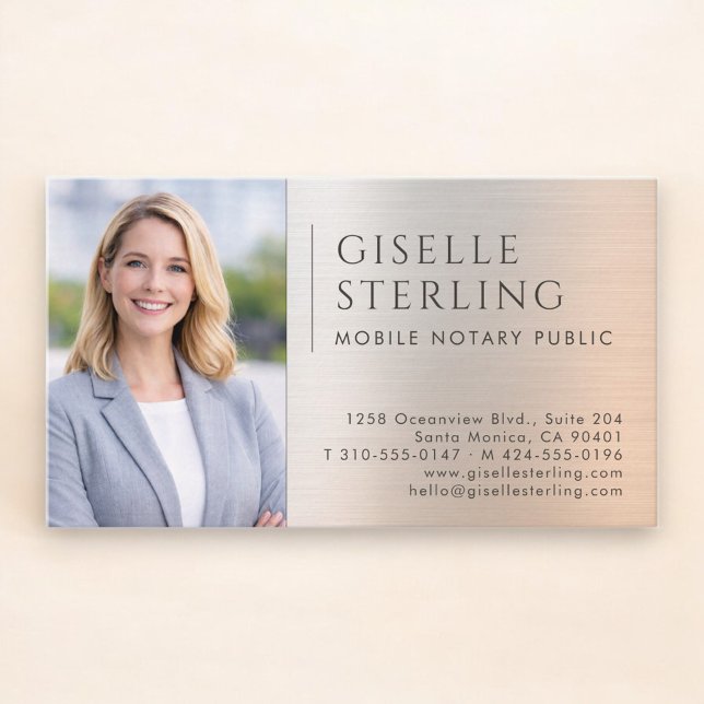 Tarjeta De Visita Mobile Notary Public Photo Brushed Metal (Subido por el creador)