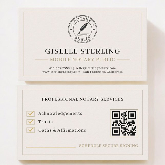 Tarjeta De Visita Mobile Notary Public QR Code Professional (Subido por el creador)