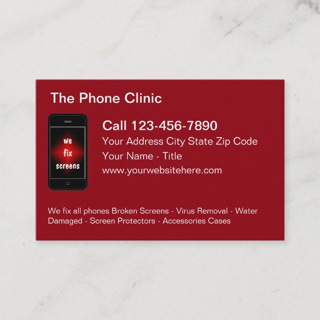 Tarjeta De Visita Mobile Phone Repair Modern Business Card (Anverso)