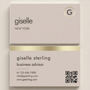 Tarjeta De Visita Mocha Brown Código QR Relieve metalizado dorado fa