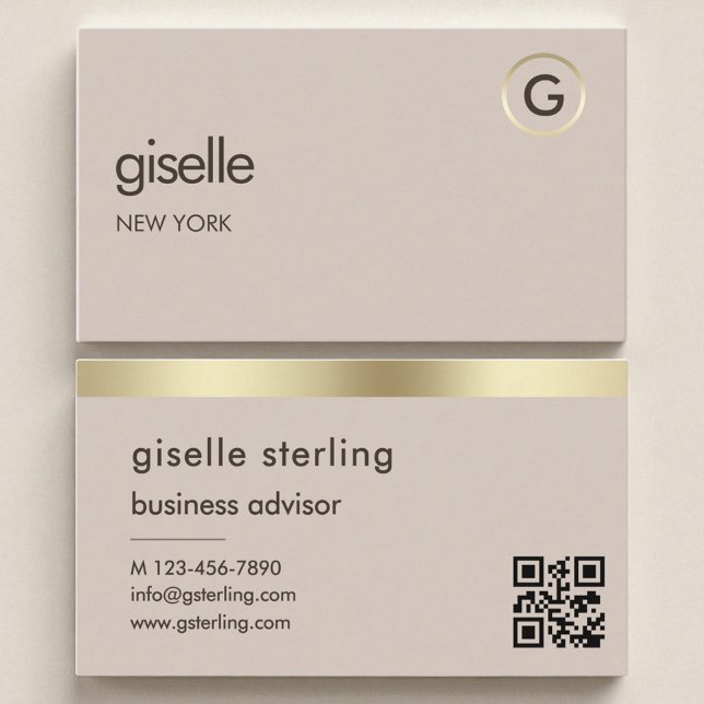 Tarjeta De Visita Mocha Brown Código QR Relieve metalizado dorado fa (Subido por el creador)