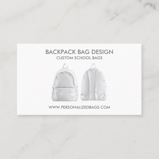 Tarjeta De Visita Mochila escolar blanca (Anverso)