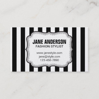 Tarjeta De Visita Mod Black Stripes White Pattern FASHLIST