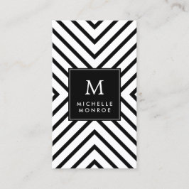 Tarjeta De Visita Mod retro Modelo negro y blanco negrita Monograma