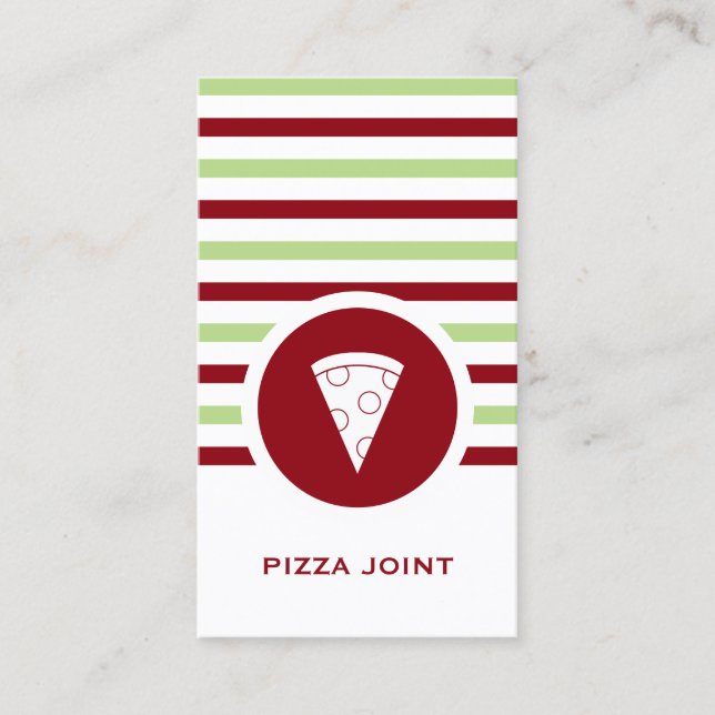 Tarjeta De Visita Moda a rayas Pizzeria (Anverso)