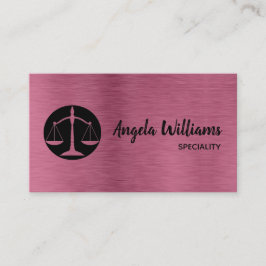 Tarjeta De Visita Moda abogado rosa metálico oro y negro
