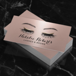 Tarjeta De Visita Moda Acaba Con Artista Rosa Oro Salón De Eyelash