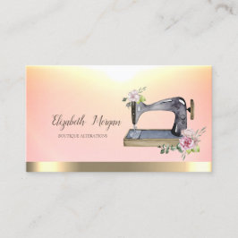 Tarjeta De Visita Moda acuarela Máquina de coser Flor Banda dorada
