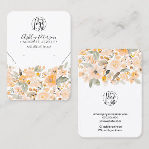 Tarjeta De Visita Moda amarilla logotipo floral collar de joyas