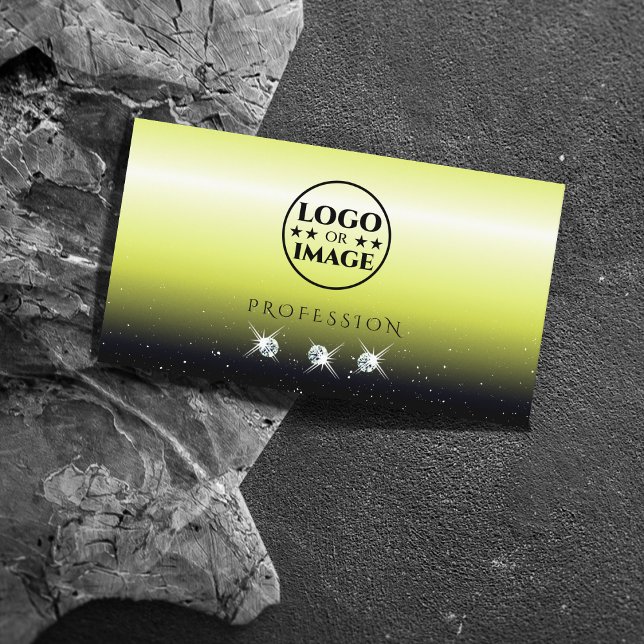 Tarjeta De Visita Moda Amarillo gradiente negro Sparkle Jewles Añadi (Subido por el creador)