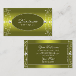 Tarjeta De Visita Moda Amarillo Mostaza Ornate Joyas Esparkle Orname