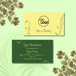 Tarjeta De Visita Moda amarillo y verde ornamental con logotipo