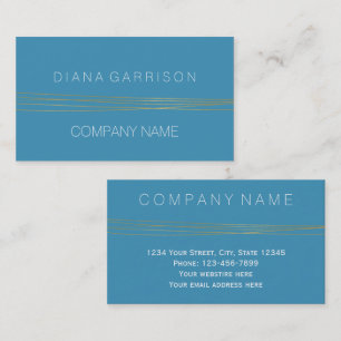 Tarjeta De Visita Moda Aqua Blue Gold Elegance Resumen