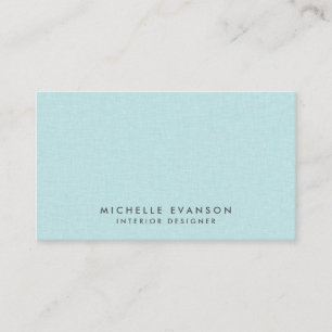 Tarjeta De Visita Moda Aqua Blue Linen Simple Profesional