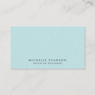 Tarjeta De Visita Moda Aqua Blue Linen Simple Profesional