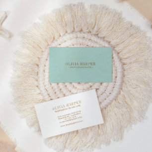 Tarjeta De Visita Moda AQUA  Diseño elegante de cuero liso