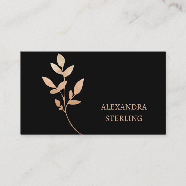 Tarjeta De Visita Moda Art Deco Flor de oro personalizada (Anverso)