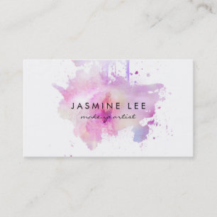 Tarjeta De Visita moda artista de maquillaje moderno acuarela morado