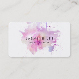 Tarjeta De Visita moda artista de maquillaje moderno acuarela morado