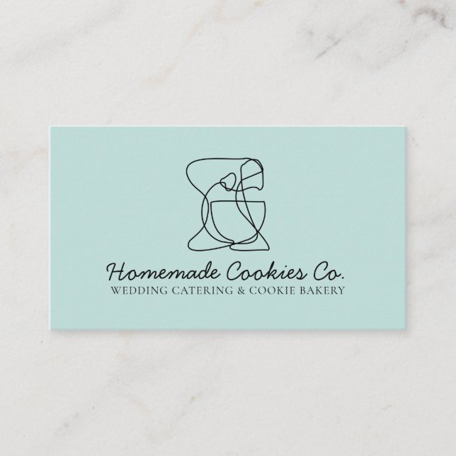 Tarjeta De Visita Moda azul bebé Panadería sencilla de comida casera (Anverso)