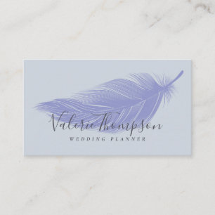 Tarjeta De Visita Moda azul polvoriento gris moderno elegante pluma 