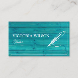 Tarjeta De Visita Moda azul turquesa y blanco escritor