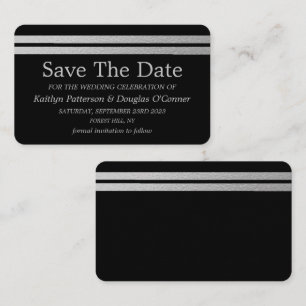 Tarjeta De Visita Moda Bandas De Relieve metalizado plateado Guardar
