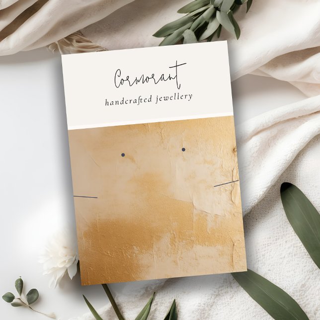 Tarjeta De Visita Moda Beige Oro Pintura de aceite Textura Collar (Subido por el creador)