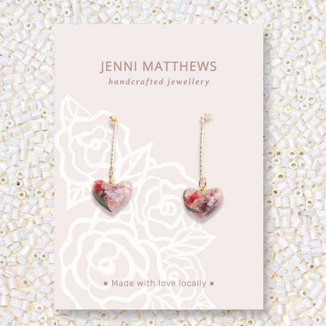 Tarjeta De Visita Moda Beige Rose Bouquet Floral Earl Display (Chic Beige Rose Bouquet Floral Earring Display Business Card)